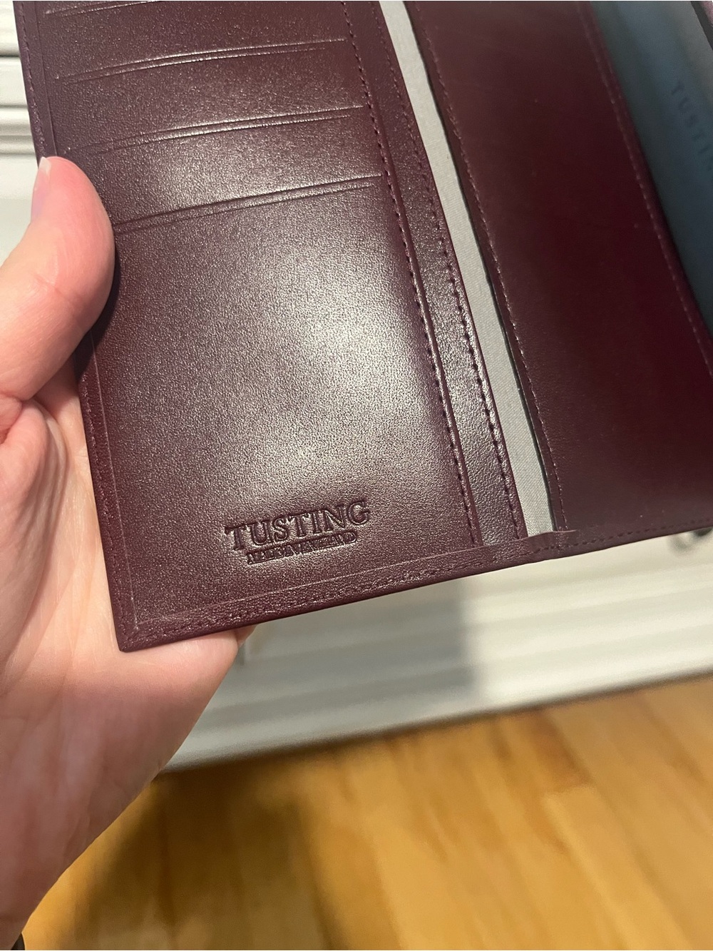Leather Envelope Wallet in Deep Burgundy - Picture 3 of 3